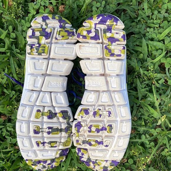 Reebok Women's Sneakers - Gray with Purple and Yellow Accents - Picture 5 of 8